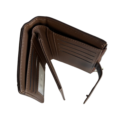 BROWN Soft Canvas Purse with PU Leather Trim TOP OPEN
