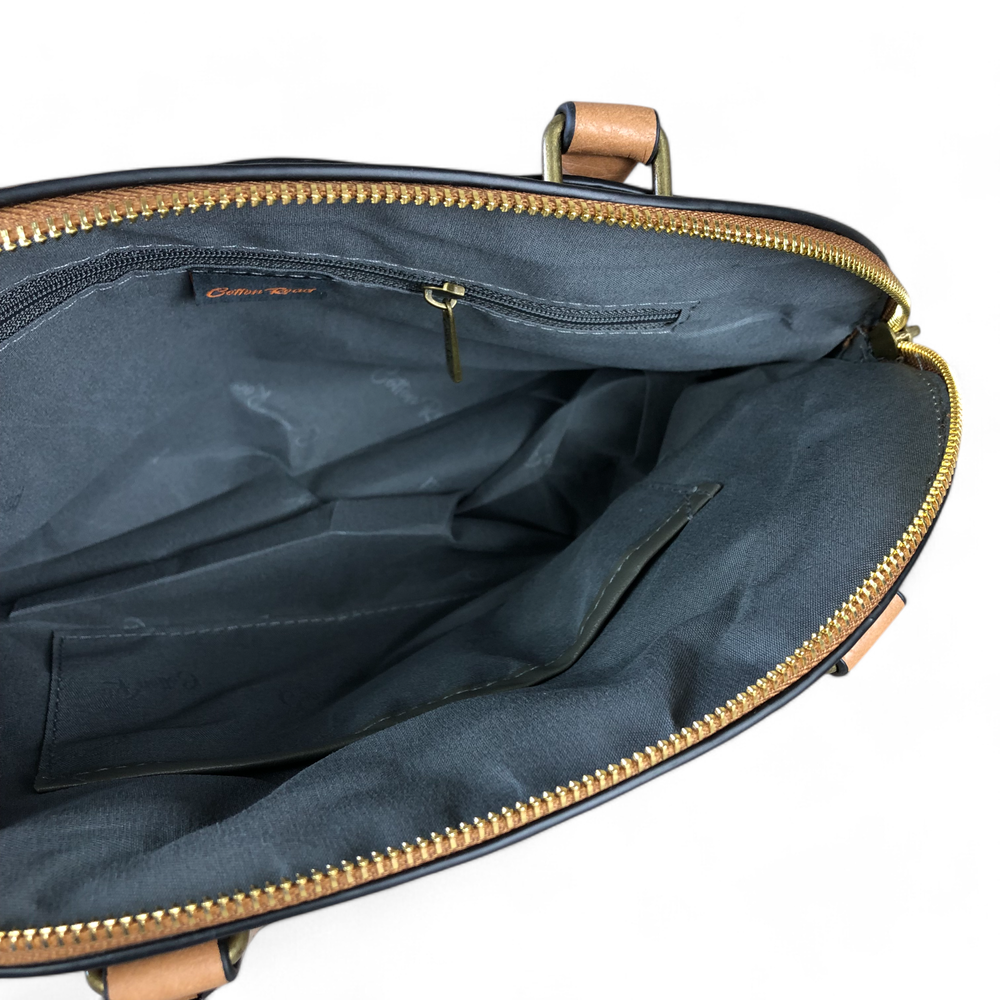 CAMEL Cotton Road PU Leather Handbag with EMBOSSED Panel