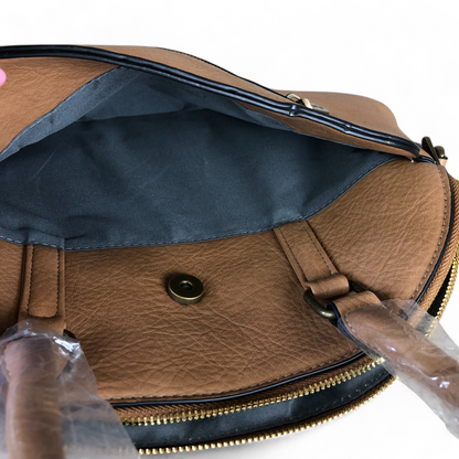 CAMEL Cotton Road PU Leather Handbag with EMBOSSED Panel