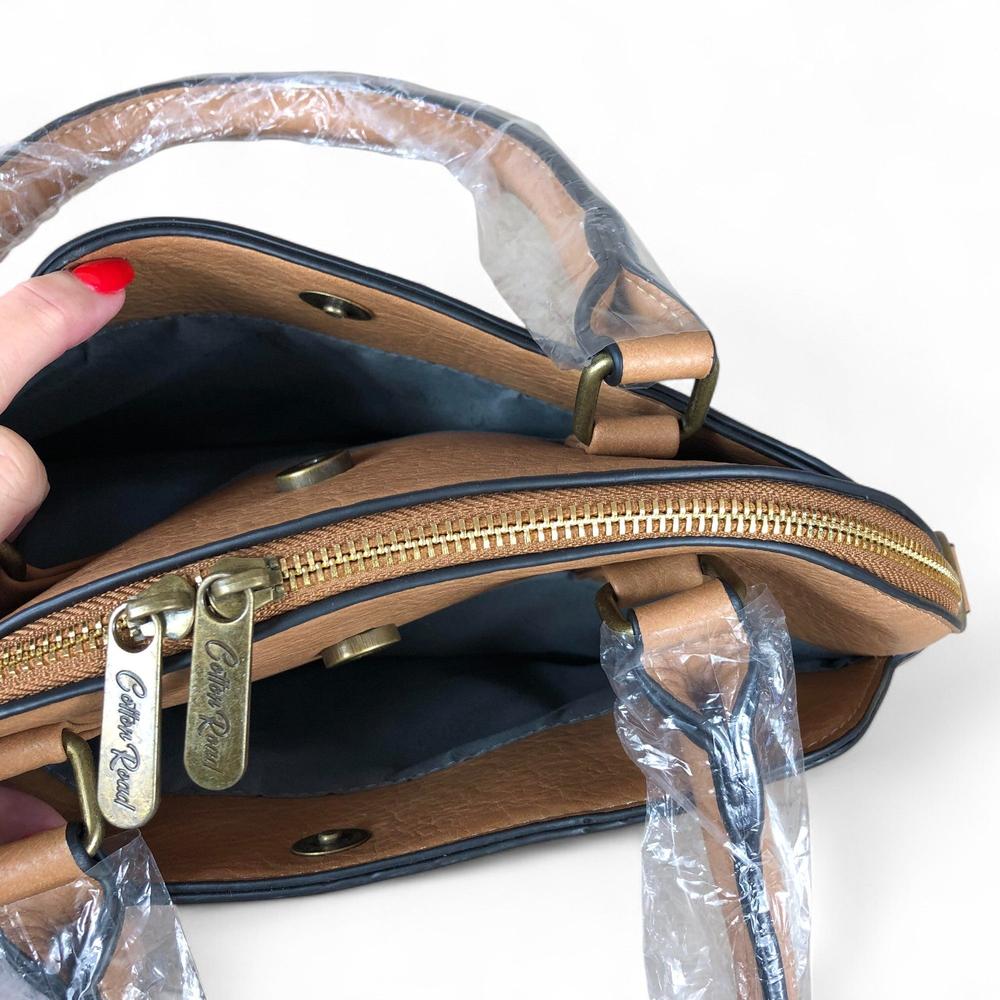 CAMEL Cotton Road PU Leather Handbag with EMBOSSED Panel