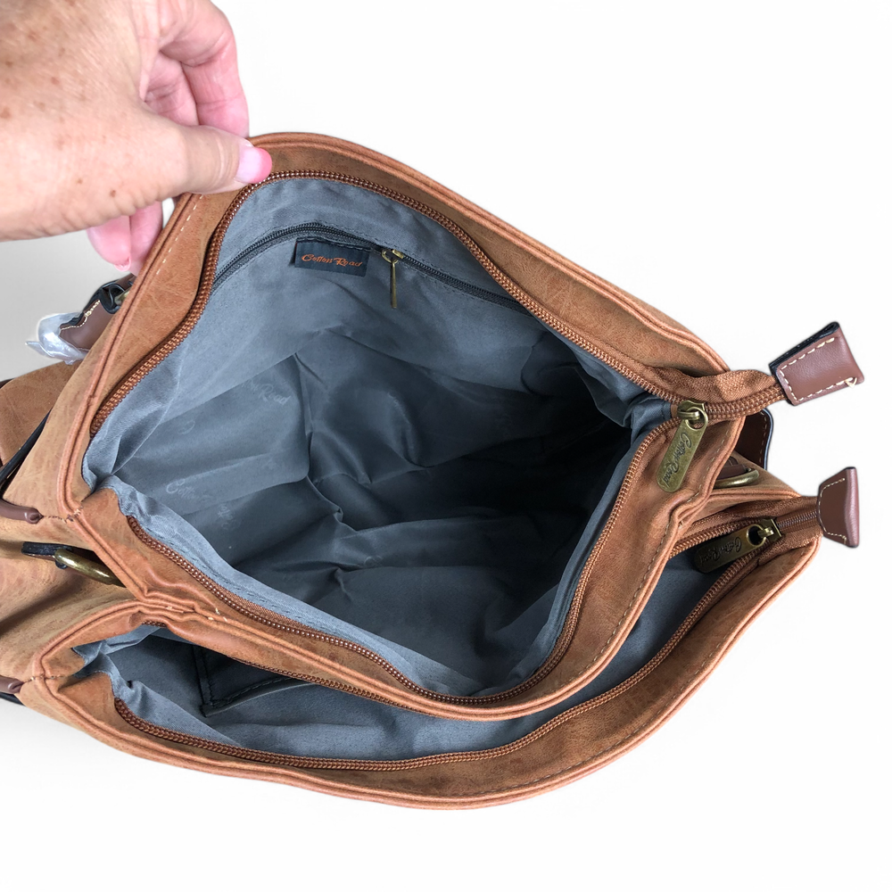 CAMEL Cotton Road PU Leather Handbag with TRIM