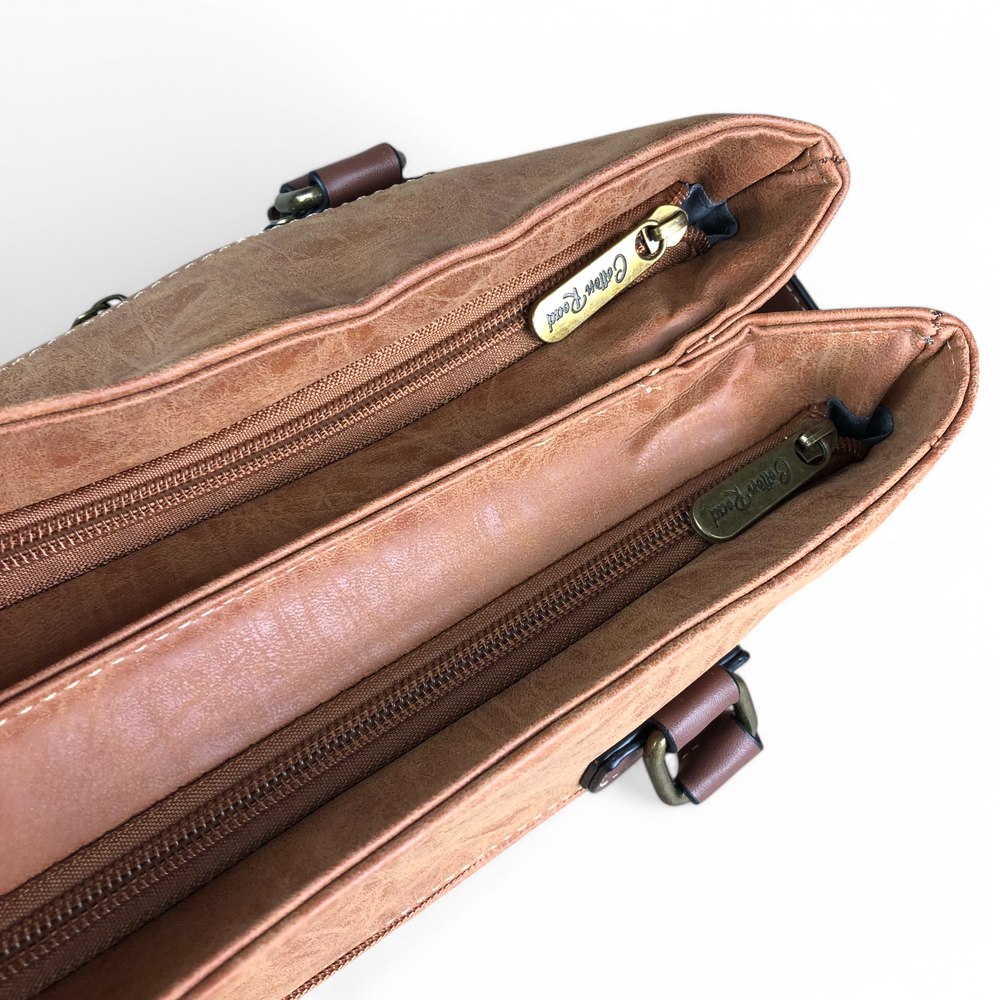 CAMEL Cotton Road PU Leather Handbag with TRIM