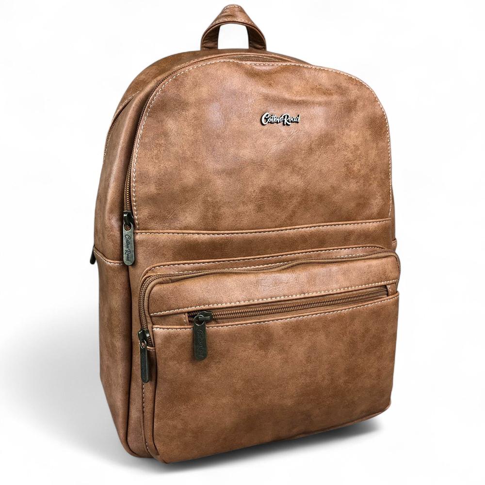 CAMEL PU Leather Cotton Road Backpack