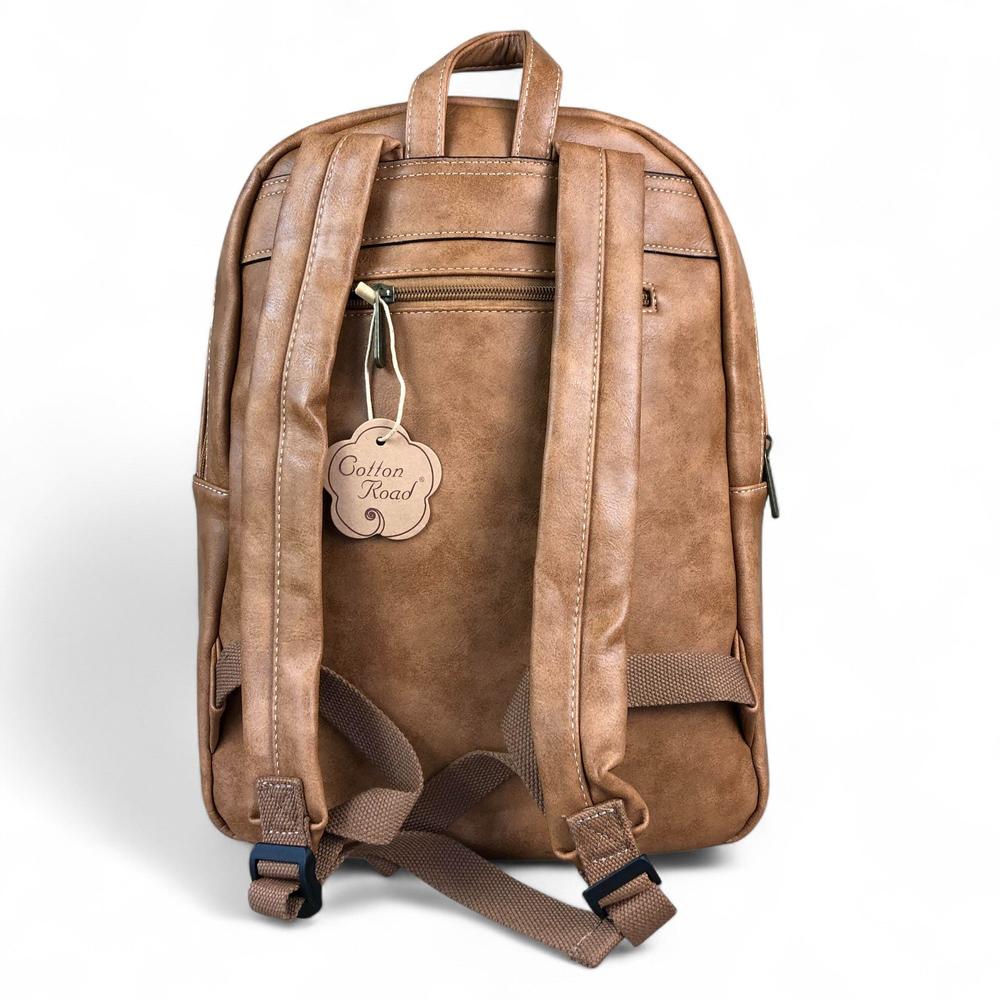 CAMEL PU Leather Cotton Road Backpack