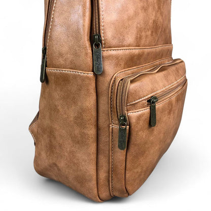 CAMEL PU Leather Cotton Road Backpack