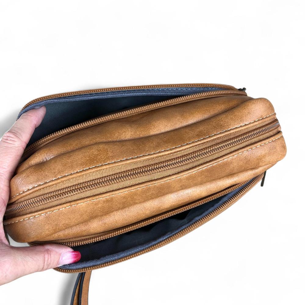 CAMEL PU Leather Cotton Road Sling Bag