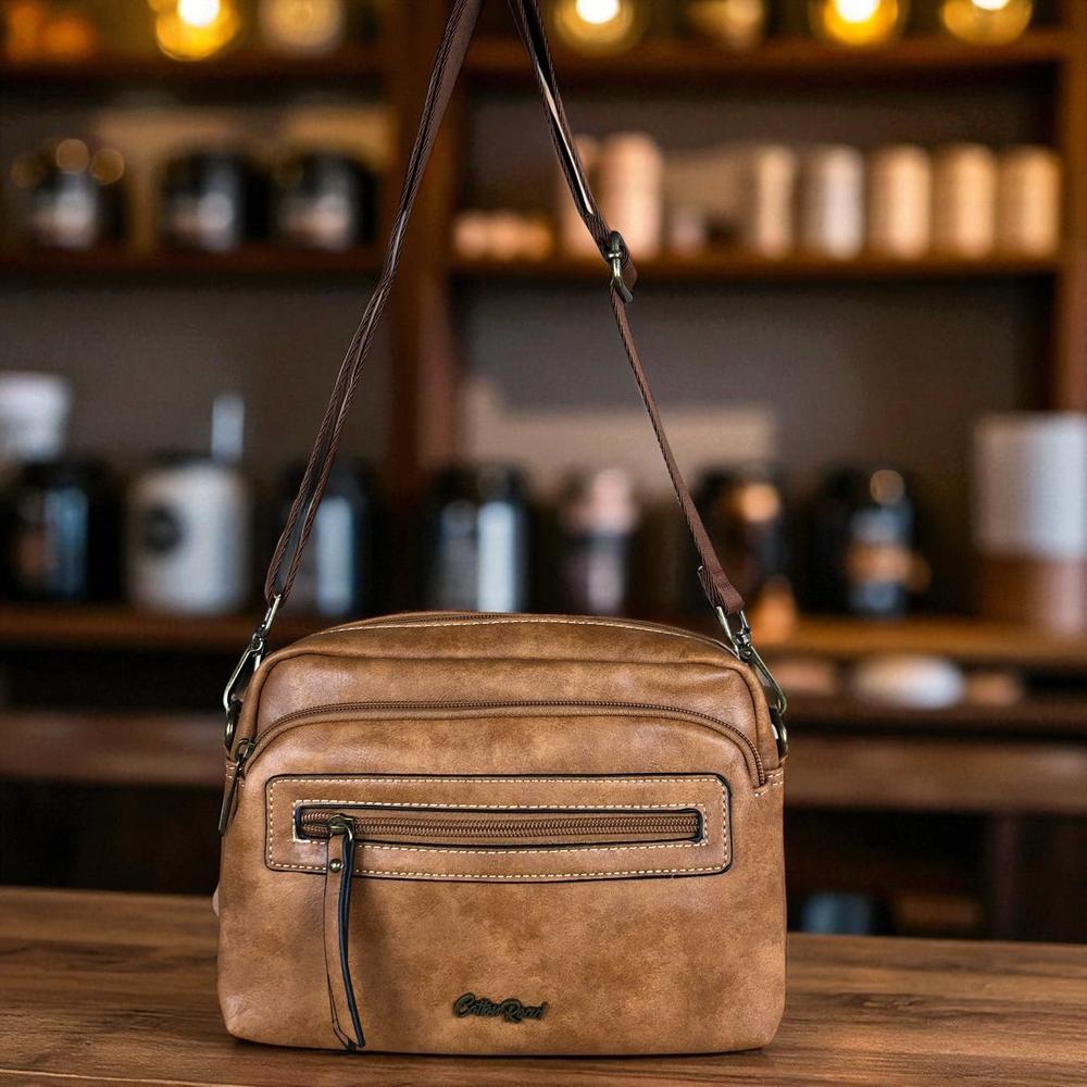 CAMEL PU Leather Cotton Road Sling Bag