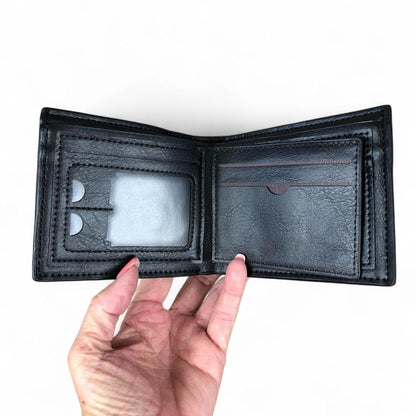 CHARCOAL BLACK MENS Cotton Road PU Leather Wallet