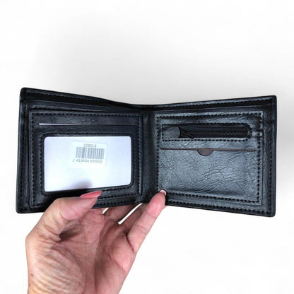 CHARCOAL BLACK MENS Cotton Road PU Leather Wallet