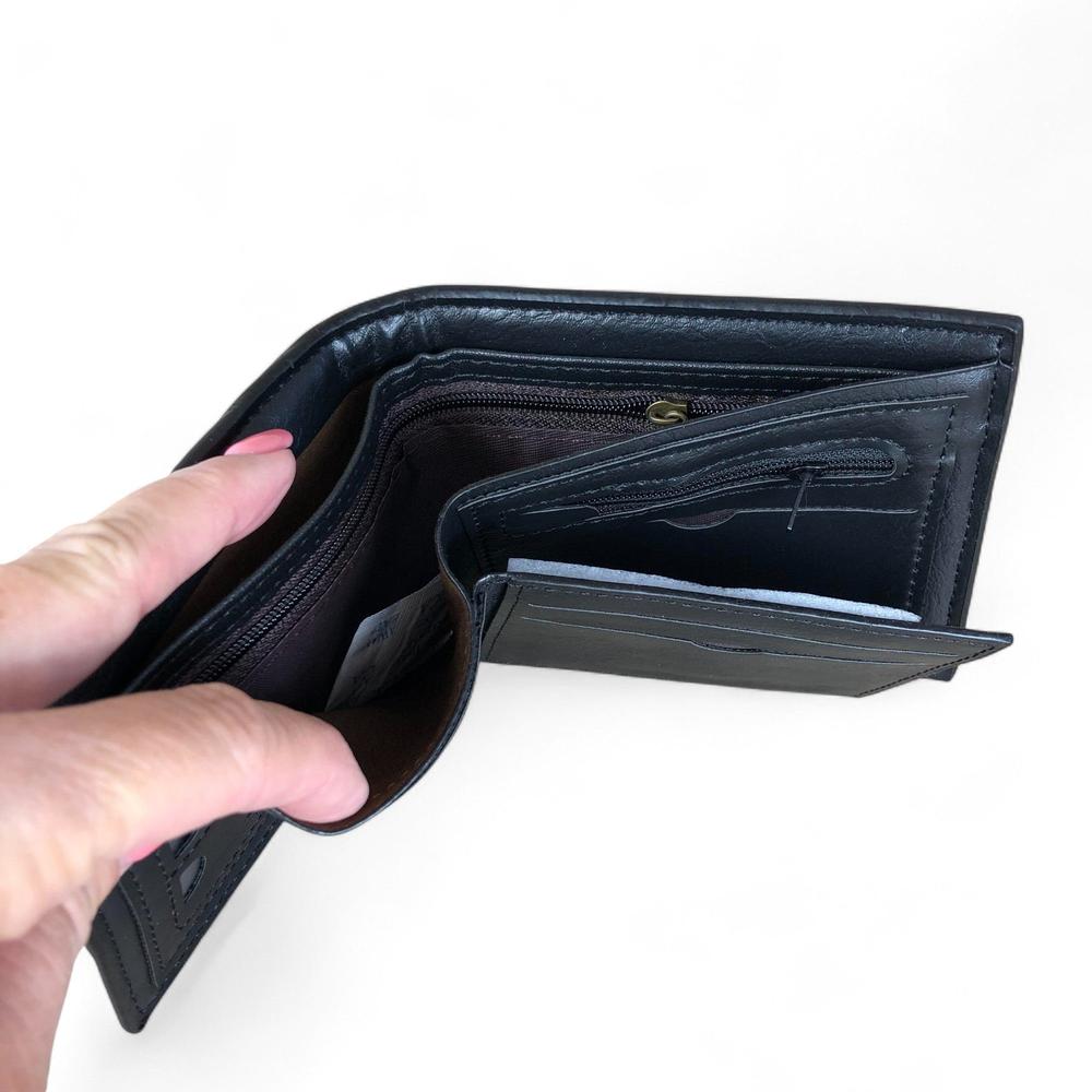 CHARCOAL BLACK MENS Cotton Road PU Leather Wallet