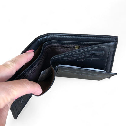 CHARCOAL BLACK MENS Cotton Road PU Leather Wallet