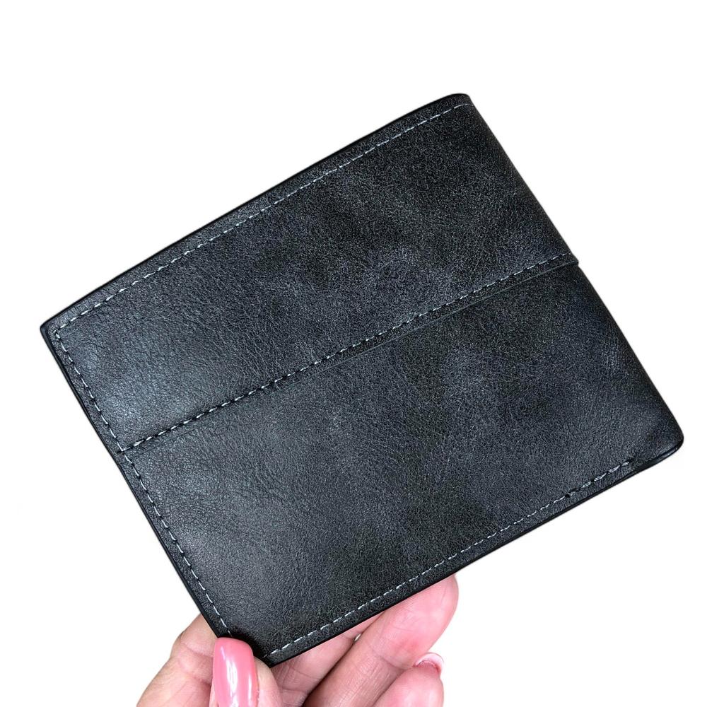 CHARCOAL BLACK MENS Cotton Road PU Leather Wallet