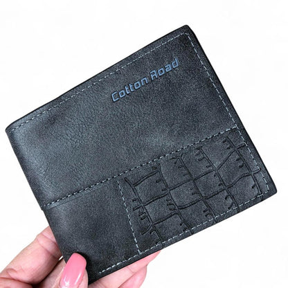 CHARCOAL BLACK MENS Cotton Road PU Leather Wallet