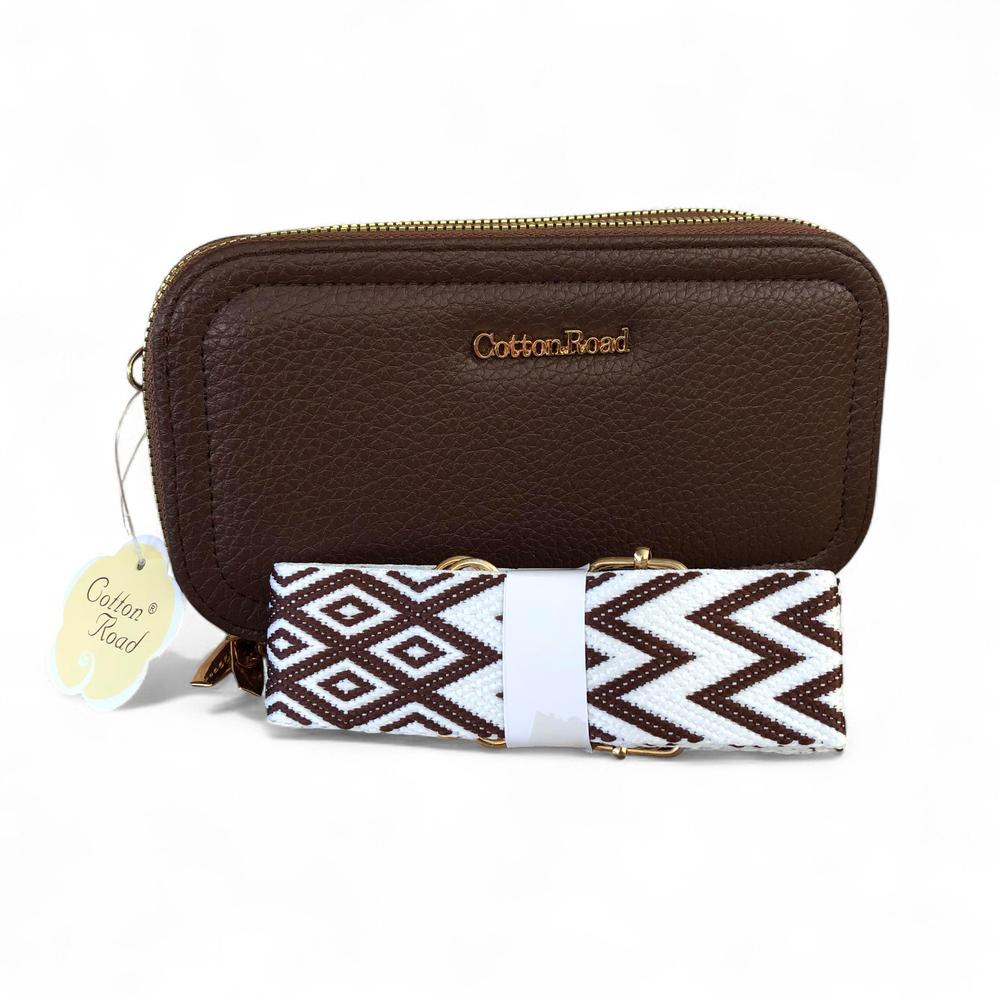 COFFEE BROWN Cotton Road PU Leather Cellphone Sling Wallet