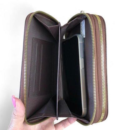 COFFEE BROWN Cotton Road PU Leather Cellphone Sling Wallet