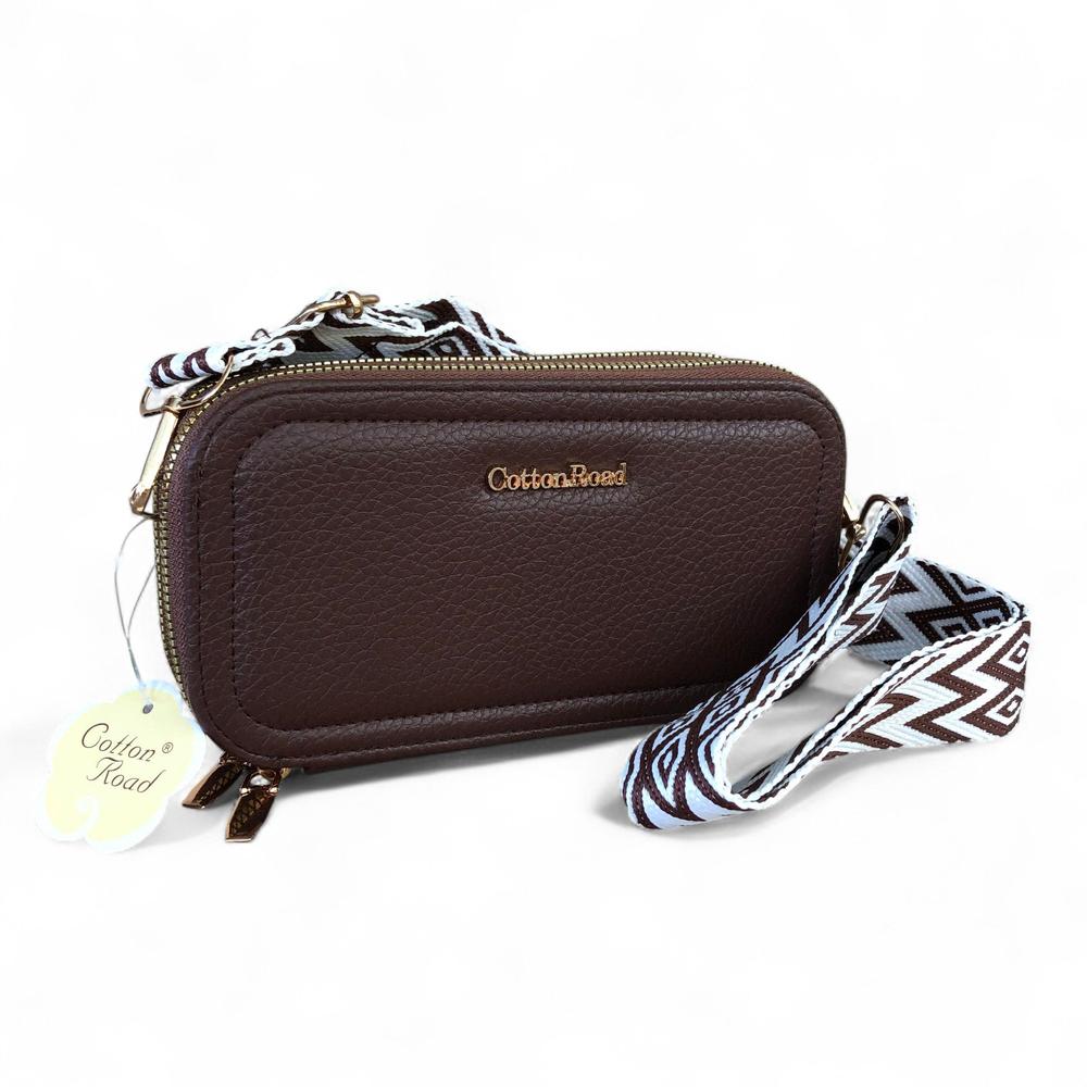 COFFEE BROWN Cotton Road PU Leather Cellphone Sling Wallet