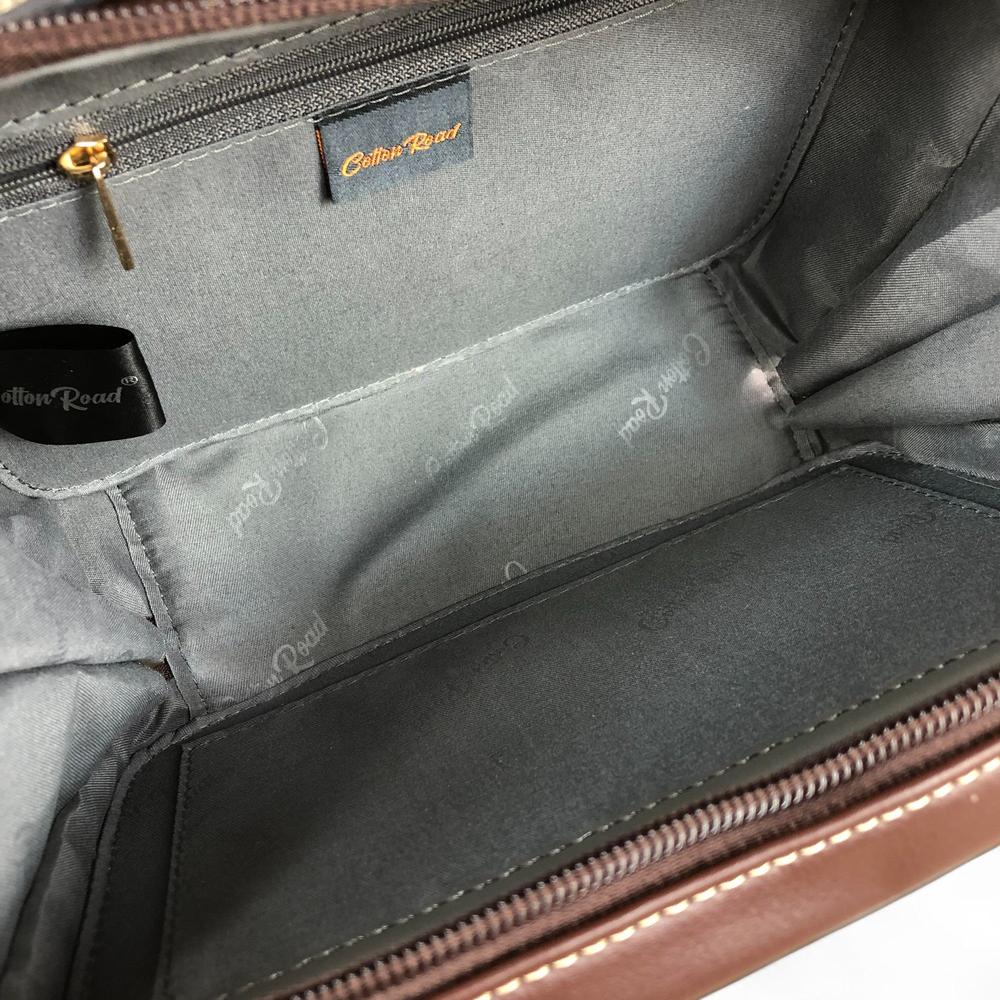 COFFEE BROWN FLORAL PU Leather Cotton Road Sling Bag with POCKET