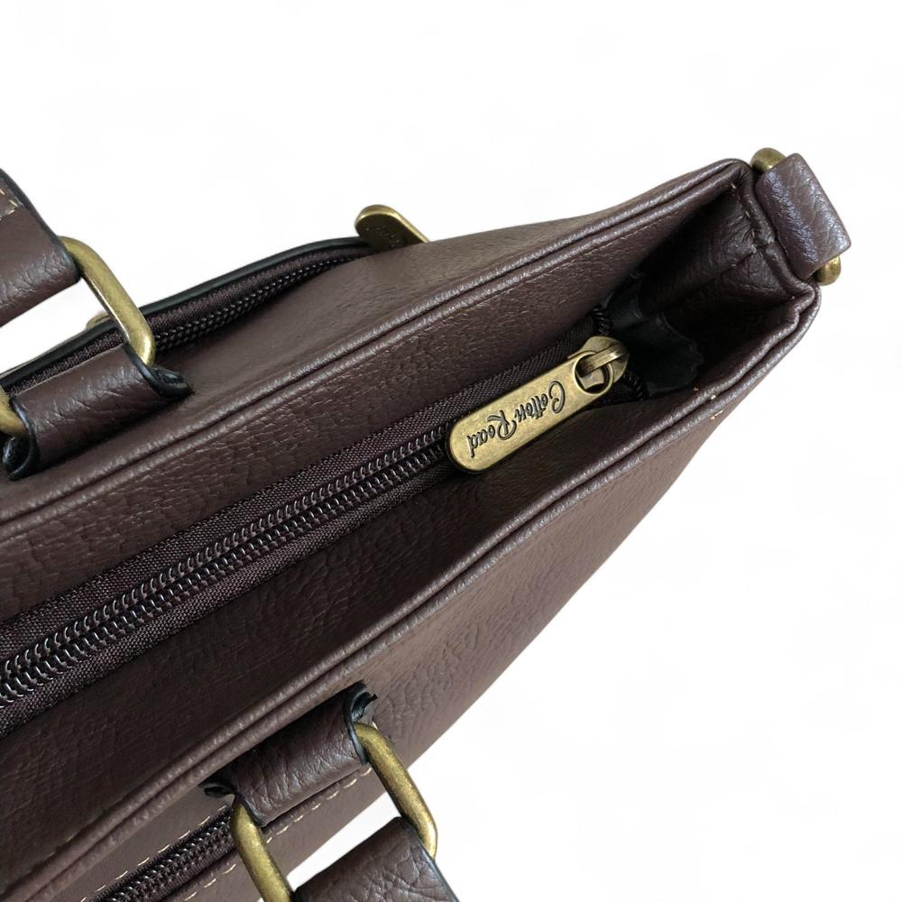 COFFEE BROWN PU Leather Cotton Road Handbag