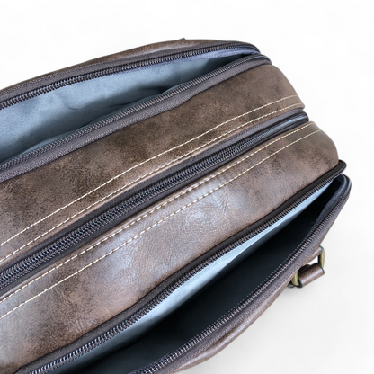 COFFEE BROWN PU Leather Cotton Road Handbag