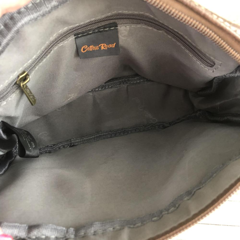 COFFEE BROWN PU Leather Cotton Road Sling Bag