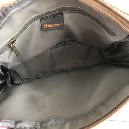 COFFEE BROWN PU Leather Cotton Road Sling Bag