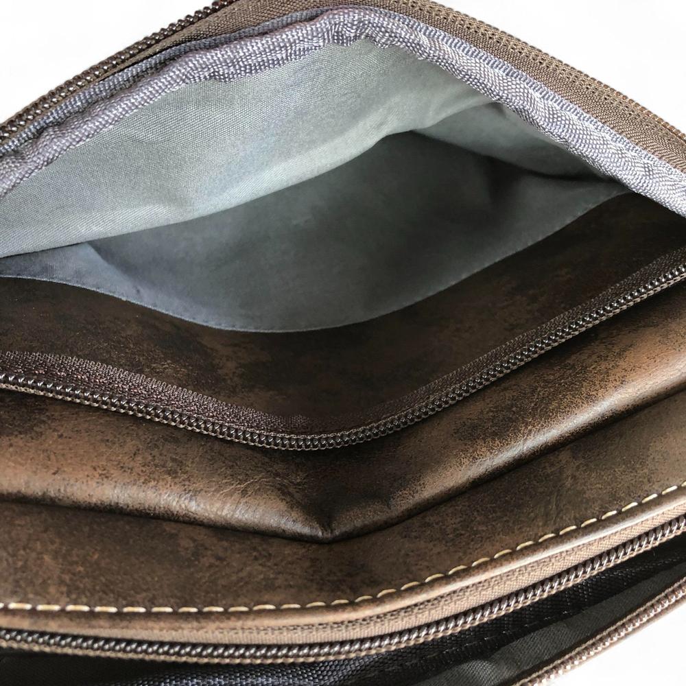 COFFEE BROWN PU Leather Cotton Road Sling Bag