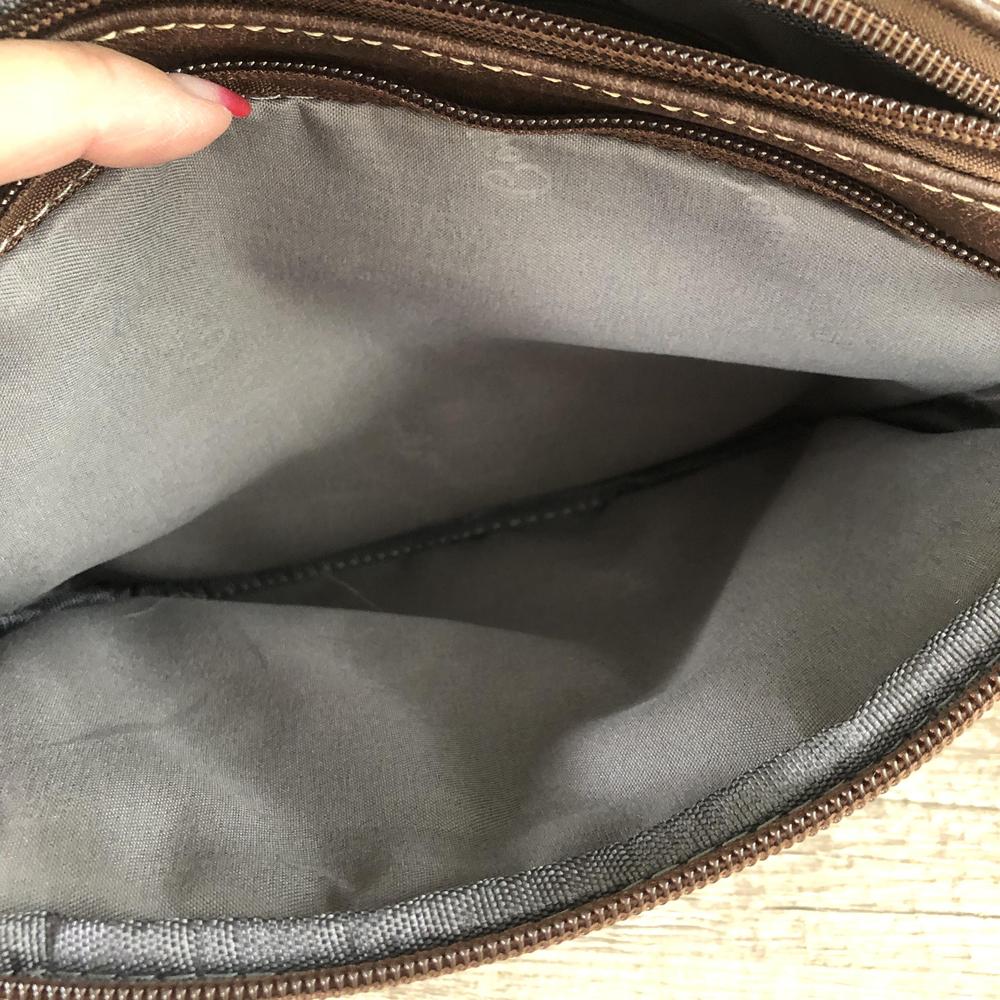 COFFEE BROWN PU Leather Cotton Road Sling Bag