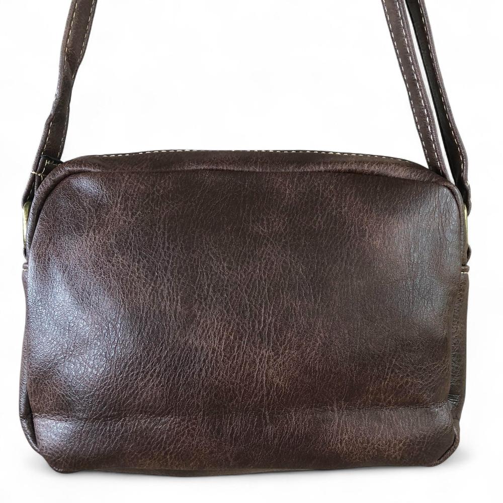 COFFEE BROWN PU Leather Cotton Road Sling Bag
