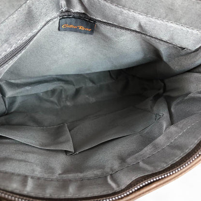 COFFEE BROWN PU Leather Cotton Road Sling Bag with BUCKLE detailing