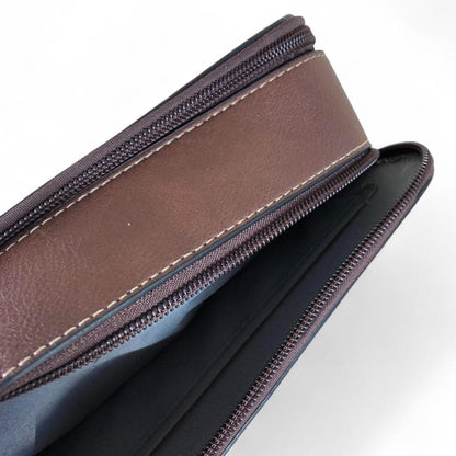 COFFEE BROWN PU Leather Cotton Road Sling Bag with EMBOSSED FLOWERS