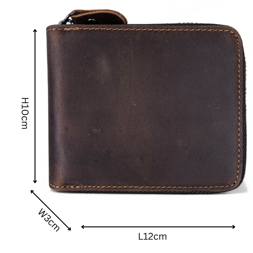 COFFEE BROWN VIVACE MENS Genuine Leather Wallet with ZIP