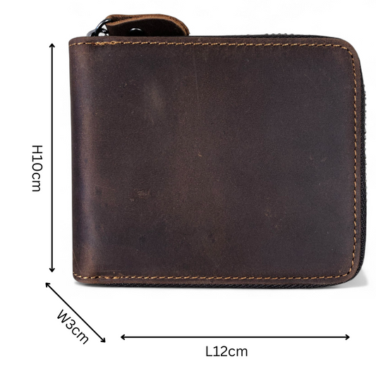COFFEE BROWN VIVACE MENS Genuine Leather Wallet with ZIP