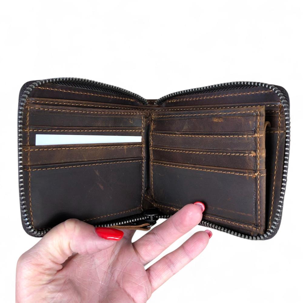 COFFEE BROWN VIVACE MENS Genuine Leather Wallet with ZIP
