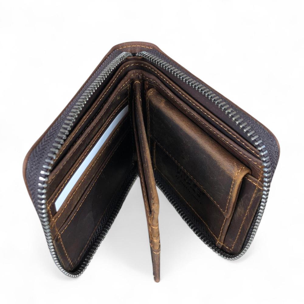 COFFEE BROWN VIVACE MENS Genuine Leather Wallet with ZIP