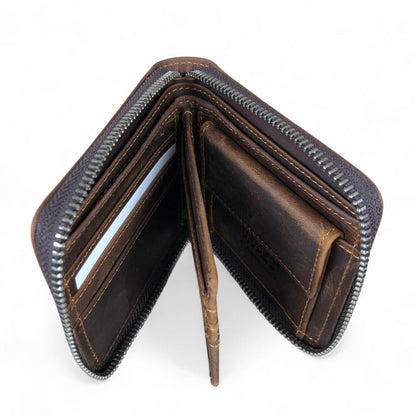 COFFEE BROWN VIVACE MENS Genuine Leather Wallet with ZIP