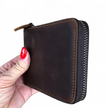 COFFEE BROWN VIVACE MENS Genuine Leather Wallet with ZIP