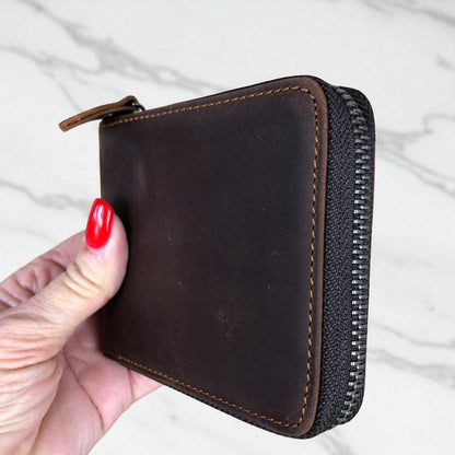 COFFEE BROWN VIVACE MENS Genuine Leather Wallet with ZIP