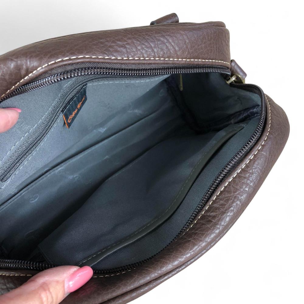 COFFEE YELLOW BROWN PU Leather Cotton Road Handbag with LEOPARD PRINT Panel