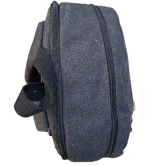 COTTON ROAD BACKPACK: BLACK Canvas and Pu Leather Travel Backpack TOP CLOSED DETAIL