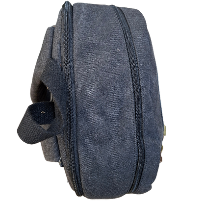 COTTON ROAD BACKPACK: BLACK Canvas and Pu Leather Travel Backpack TOP CLOSED DETAIL