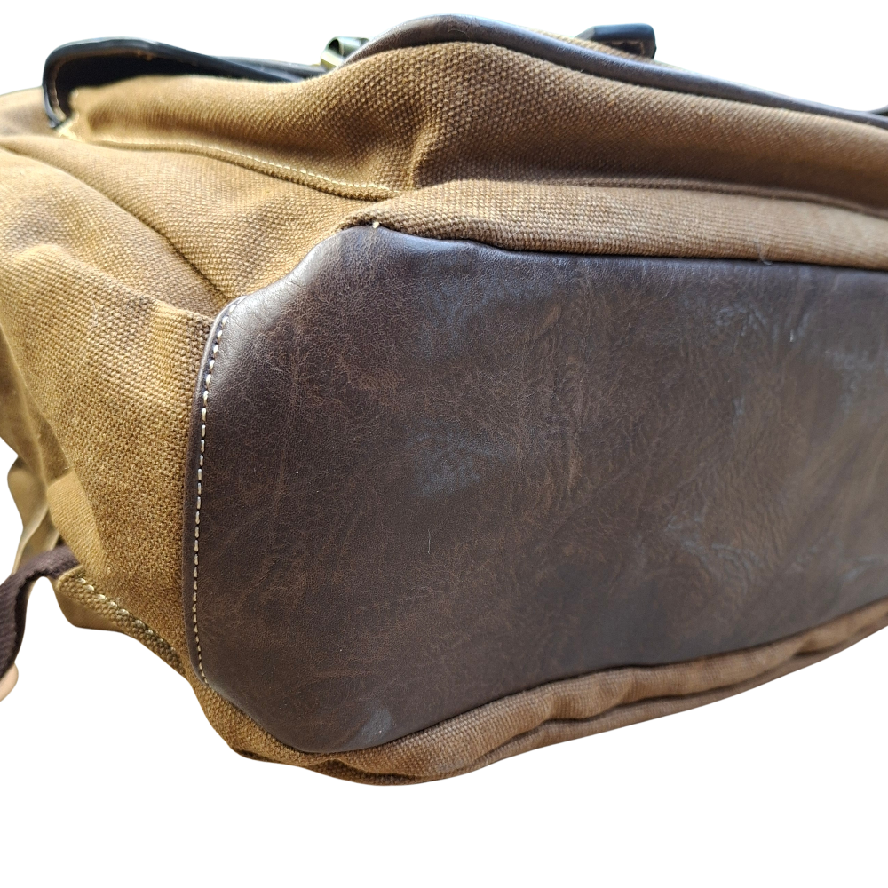 COTTON ROAD BACKPACK: BROWN Canvas and Pu Leather Travel Backpack BOTTOM