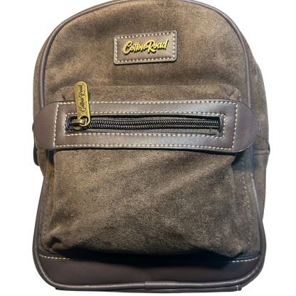 COTTON ROAD BACPACK: DARK COFFEE & PU LEATHER SUEDE MATTE MINI BACKPACK FRONT