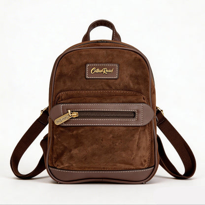 COTTON ROAD BACPACK: LIGHT COFFEE & PU LEATHER SUEDE MATTE MINI BACKPACK