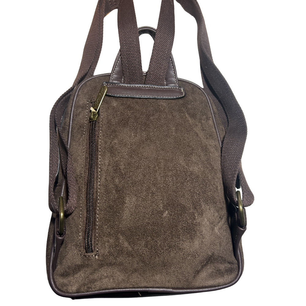COTTON ROAD BACPACK: LIGHT COFFEE & PU LEATHER SUEDE MATTE MINI BACKPACK BACK