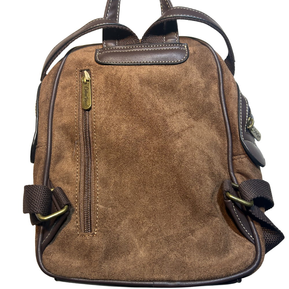 COTTON ROAD BACPACK: LIGHT COFFEE & PU LEATHER SUEDE MATTE MINI BACKPACK BACK