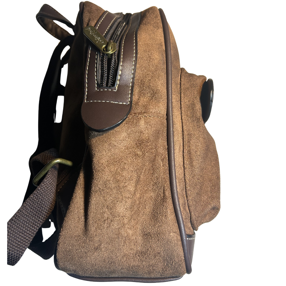 COTTON ROAD BACPACK: LIGHT COFFEE & PU LEATHER SUEDE MATTE MINI BACKPACK SIDE