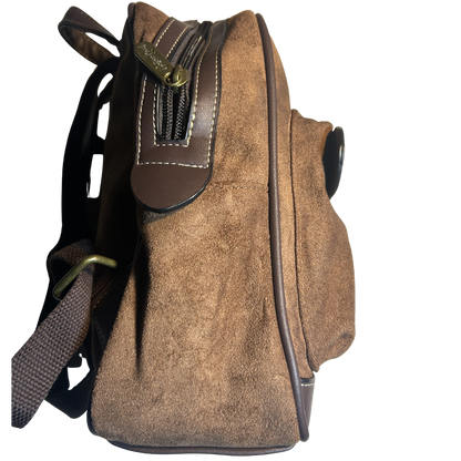 COTTON ROAD BACPACK: LIGHT COFFEE & PU LEATHER SUEDE MATTE MINI BACKPACK SIDE
