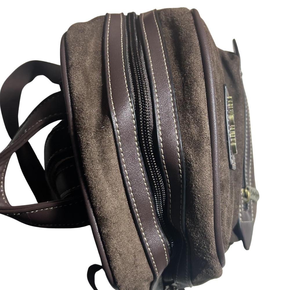 COTTON ROAD BACPACK: LIGHT COFFEE & PU LEATHER SUEDE MATTE MINI BACKPACK TOP