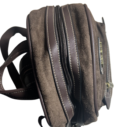 COTTON ROAD BACPACK: LIGHT COFFEE & PU LEATHER SUEDE MATTE MINI BACKPACK TOP