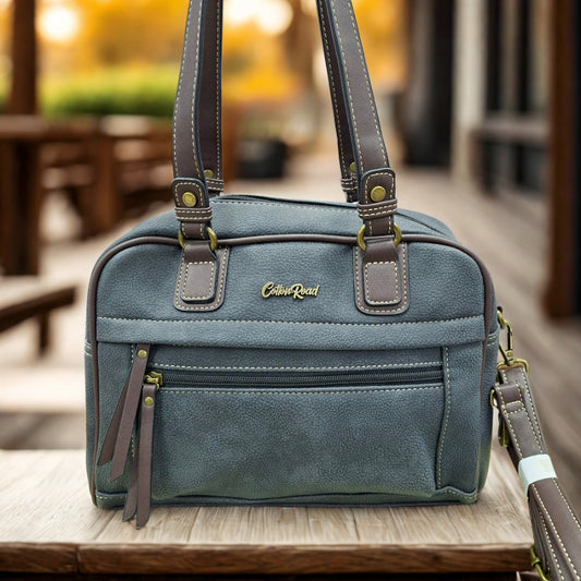 COTTON ROAD HANDBAG: BLACK Faux Leather Shoulder Bag, Top-Handle Satchel with Removable Strap HERO